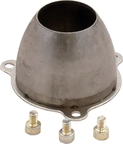 Edelstahl-Luftdüse mit konischer Form und drei Befestigungsschrauben, geeignet für Anwendungen im Zusammenhang mit Wolf-Geräten.